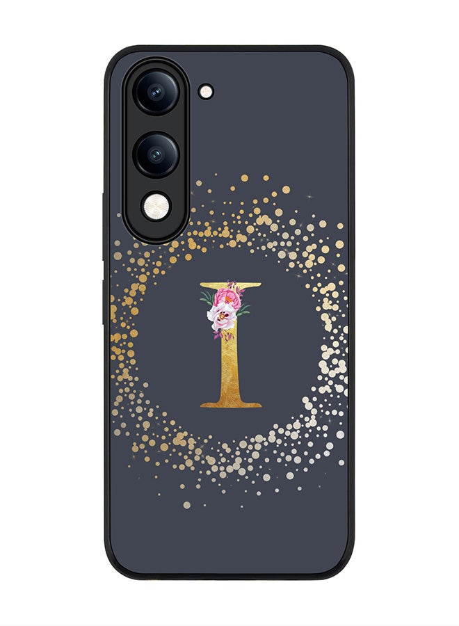 For vivo Y29s 5G / Y19s 5G Case,Slim fit Camera Protection, Shockproof Thin Phone cover  - Custom Monogram Floral - I  (Grey )